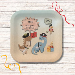 恐竜の海賊誕生日パーティツインボーイズカスタムズ ペーパープレート