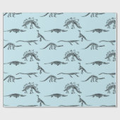 恐竜の淡いブルーのパターン ラッピングペーパー (フラット)