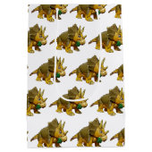 恐竜の漫画のトリケラトプス ミディアムペーパーバッグ (裏面)