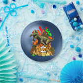 恐竜の漫画アート·ボルケノザップ先史時代の動物 ペーパープレート (パーティー)