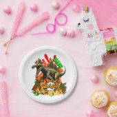 恐竜の漫画アート·ボルケノザップ先史時代の白 ペーパープレート (パーティー)