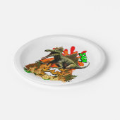 恐竜の漫画アート·ボルケノザップ先史時代の白 ペーパープレート (アングル)