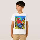 恐竜の漫画本I'm 5誕生日少年 Tシャツ (正面フル)