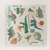 恐竜の漫画：ヴィンテージイラストレーションセット。 ジグソーパズル (横)