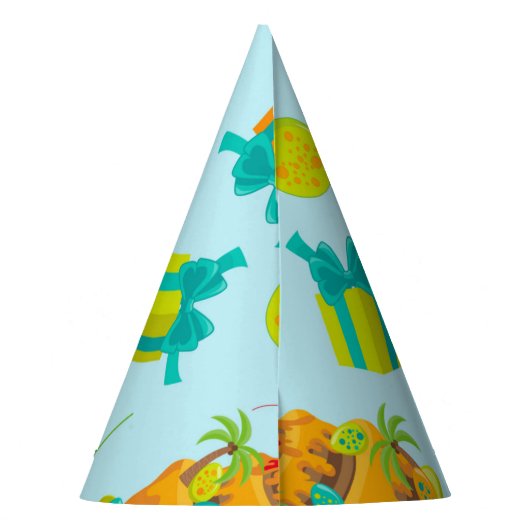 恐竜の火山お誕生日ケーキディノエッグバルーン パーティーハット (裏面)