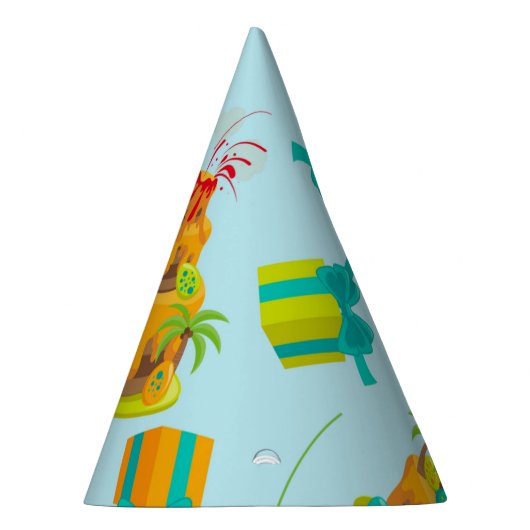 恐竜の火山お誕生日ケーキディノエッグバルーン パーティーハット (右)