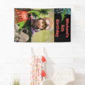 恐竜の火山少年の誕生日写真バナー 横断幕 (インサイチュ)