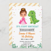 恐竜の王女共同パーティの招待状 サンキューカード (正面/裏面)