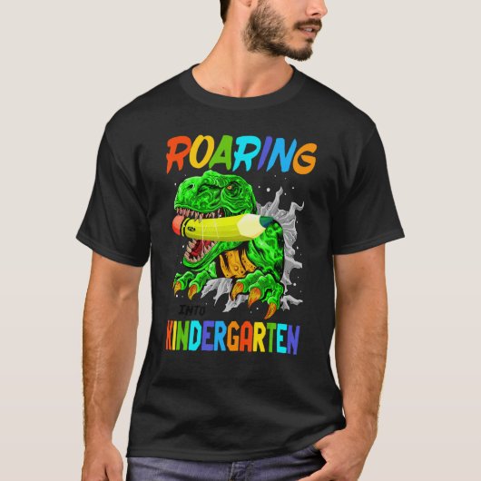 恐竜の王様で幼稚園に突入!バックトゥスクールTシャツ Tシャツ (正面)