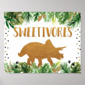 恐竜の甘味料誕生日食品テーブルの標識 ポスター (正面)