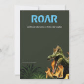 恐竜の男の子のテーマの誕生日パーティー T-Rex 炎 招待状 (裏面)
