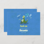 恐竜の男の子の三輪車パーティーお礼カード サンキューカード (正面/裏面)