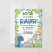 恐竜の男の子の誕生日の招待、ディノ招待状。 招待状 (正面)
