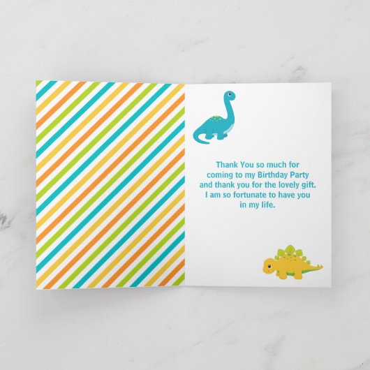 恐竜の男の子の誕生日パーティーお礼カード サンキューカード