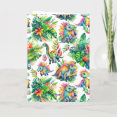 恐竜の男の子の誕生日パーティーカスタム写真トロピカル サンキューカード (裏面)