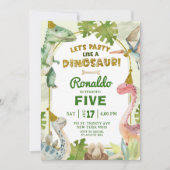 恐竜の男の子の誕生日パーティーパーティーみたいにね 招待状 (正面)