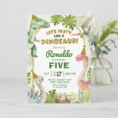 恐竜の男の子の誕生日パーティーパーティーみたいにね 招待状 (スタンド正面)