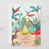 恐竜の男の子の誕生日パーティー 招待状 (正面)