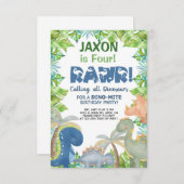 恐竜の男の子の誕生日招待状、恐竜の招待 招待状 (正面/裏面)