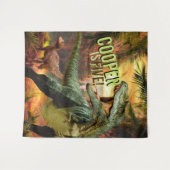 恐竜の男の子の誕生日 T-Rex | オーダーメイド名の背景 タペストリー (正面(横))