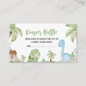 恐竜の男の子の赤ちゃんシャワーおむつラッフル エンクロージャーカード (正面)