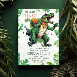 恐竜の男の子の赤ちゃんシャワーパーティー 招待状