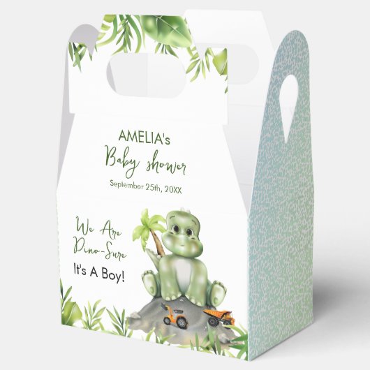 恐竜の男の子の赤ちゃんシャワー フェイバーボックス (オープン)