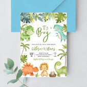 恐竜の男の子の赤ちゃんシャワー 招待状