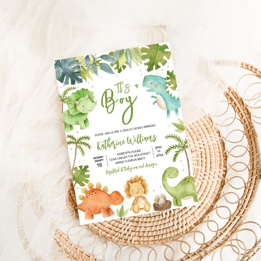 恐竜の男の子の赤ちゃんシャワー 招待状