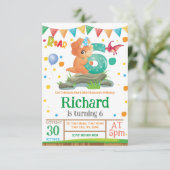 恐竜の男の子の6歳の誕生日パーティー招待状 招待状 (スタンド正面)