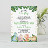 恐竜の男の子ベイビーシャワー By Mail 招待状 (スタンド正面)