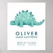 恐竜の男の子 ステゴサウルス 誕生統計 ポスター (正面)