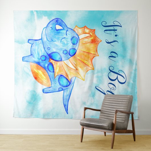 恐竜の男の子 ベビーシャワー 背景 タペストリー (インサイチュ(横))