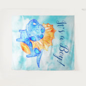 恐竜の男の子 ベビーシャワー 背景 タペストリー (正面(横))