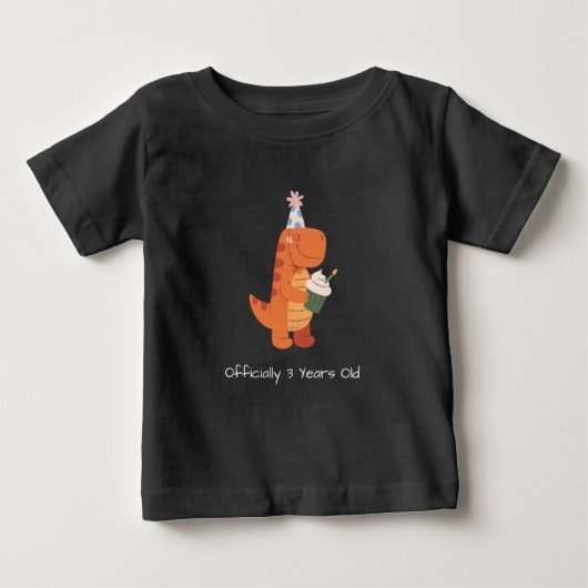 恐竜の男の子 誕生日Tシャツ 3歳 ベビーTシャツ (正面)