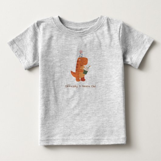 恐竜の男の子 誕生日Tシャツ 3歳 ベビーTシャツ (正面)