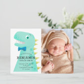 恐竜の男の赤ちゃん写真誕生のお知らせ 案内状 (スタンド正面)