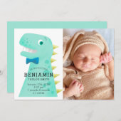 恐竜の男の赤ちゃん写真誕生のお知らせ 案内状 (正面/裏面)