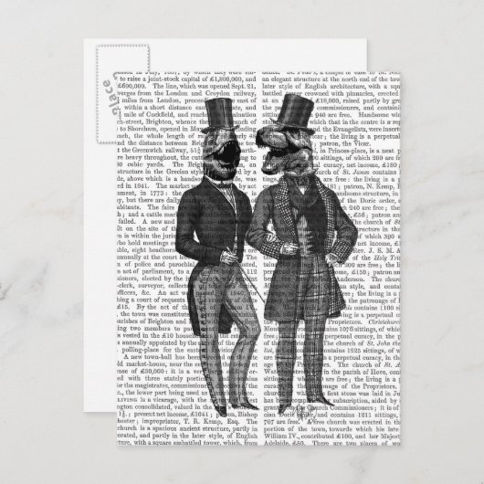 恐竜の男達が夜を過ごす ポストカード (正面/裏面)