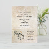 恐竜の発掘の化石の誕生会の招待 招待状 (スタンド正面)