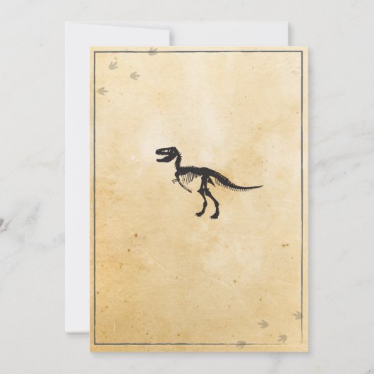 恐竜の発掘の誕生会のTレックスのディーノの招待 招待状 (裏面)