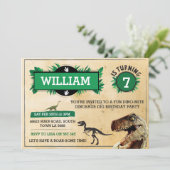 恐竜の発掘の誕生日のパーティの招待状のTRexの招待 招待状 (スタンド正面)