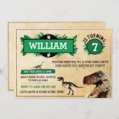 恐竜の発掘の誕生日のパーティの招待状のTRexの招待 招待状 (正面/裏面)