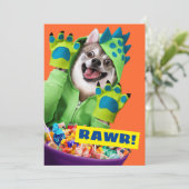 恐竜の着ぐるみを着た犬 招待状 (スタンド正面)