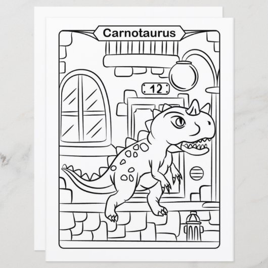 恐竜の着色ページ – Carnotaurus (正面/裏面)