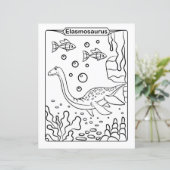 恐竜の着色ページ – Elasmosaurus (スタンド正面)