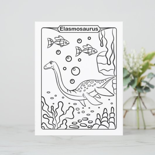 恐竜の着色ページ – Elasmosaurus (スタンド正面)