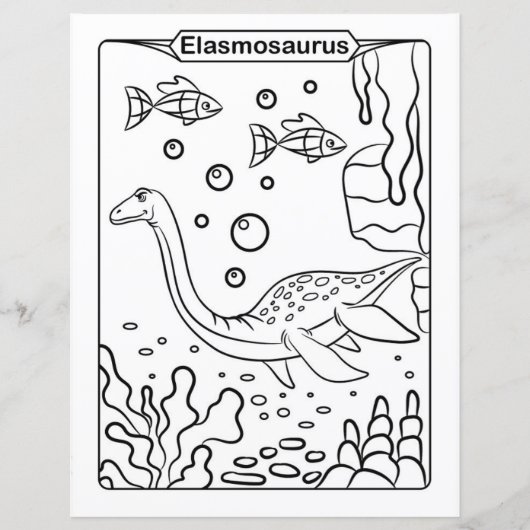 恐竜の着色ページ – Elasmosaurus (正面)