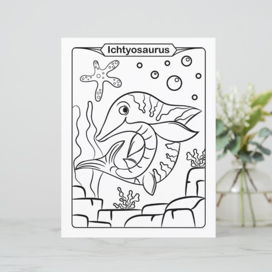 恐竜の着色ページ – Ichtyosaurus (スタンド正面)
