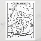 恐竜の着色ページ – Ichtyosaurus (正面)